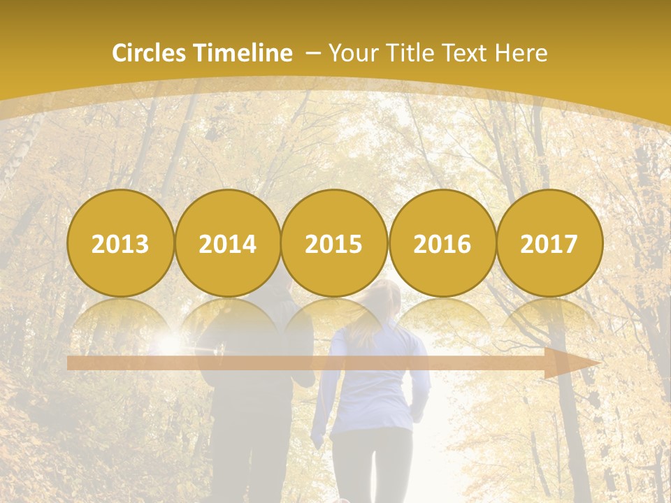 Two People Jogging Down A Path In The Woods PowerPoint Template