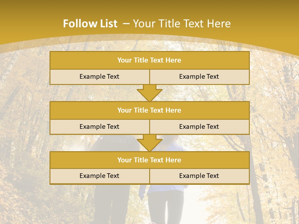 Two People Jogging Down A Path In The Woods PowerPoint Template