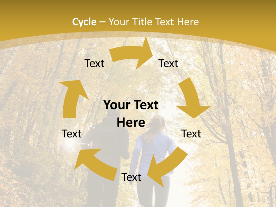 Two People Jogging Down A Path In The Woods PowerPoint Template