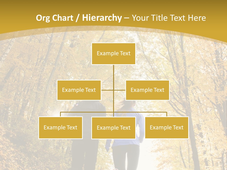 Two People Jogging Down A Path In The Woods PowerPoint Template