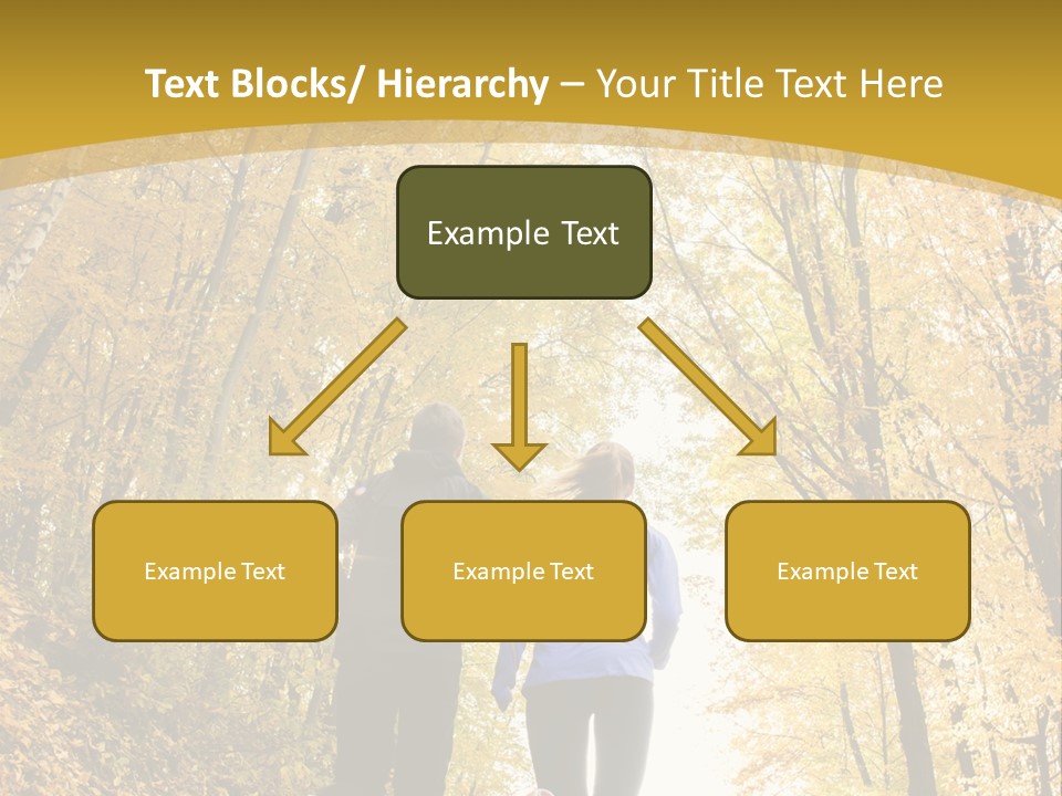 Two People Jogging Down A Path In The Woods PowerPoint Template