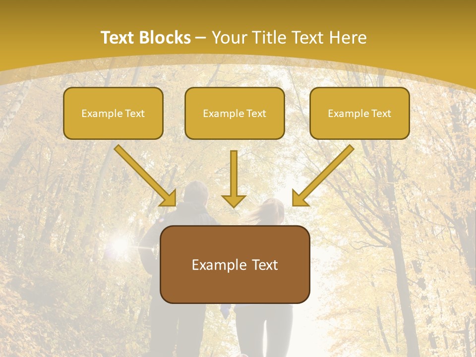 Two People Jogging Down A Path In The Woods PowerPoint Template