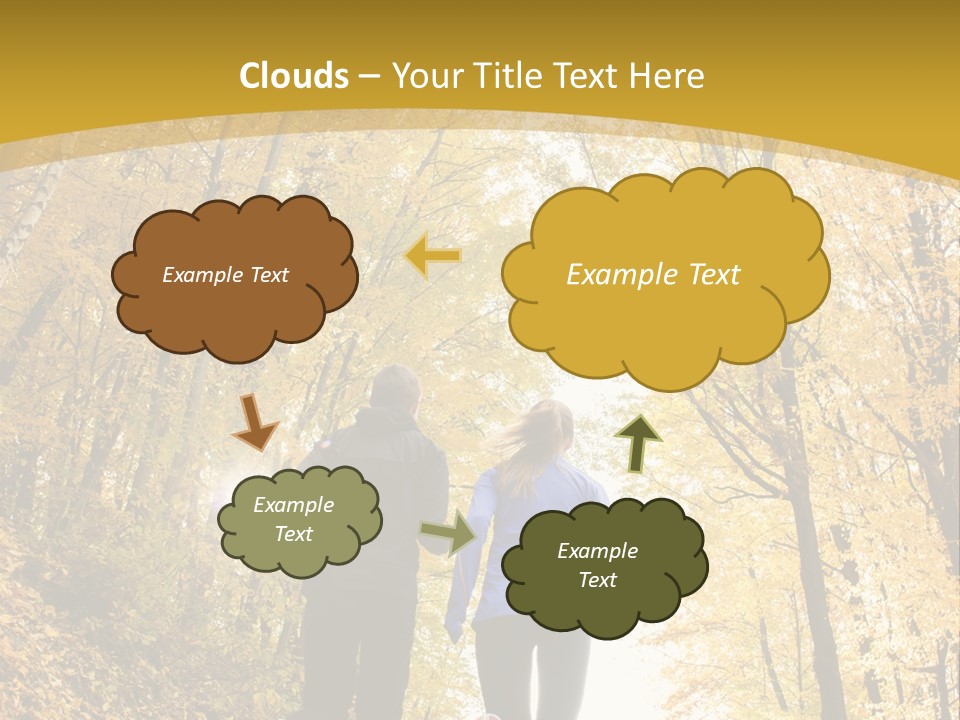 Two People Jogging Down A Path In The Woods PowerPoint Template