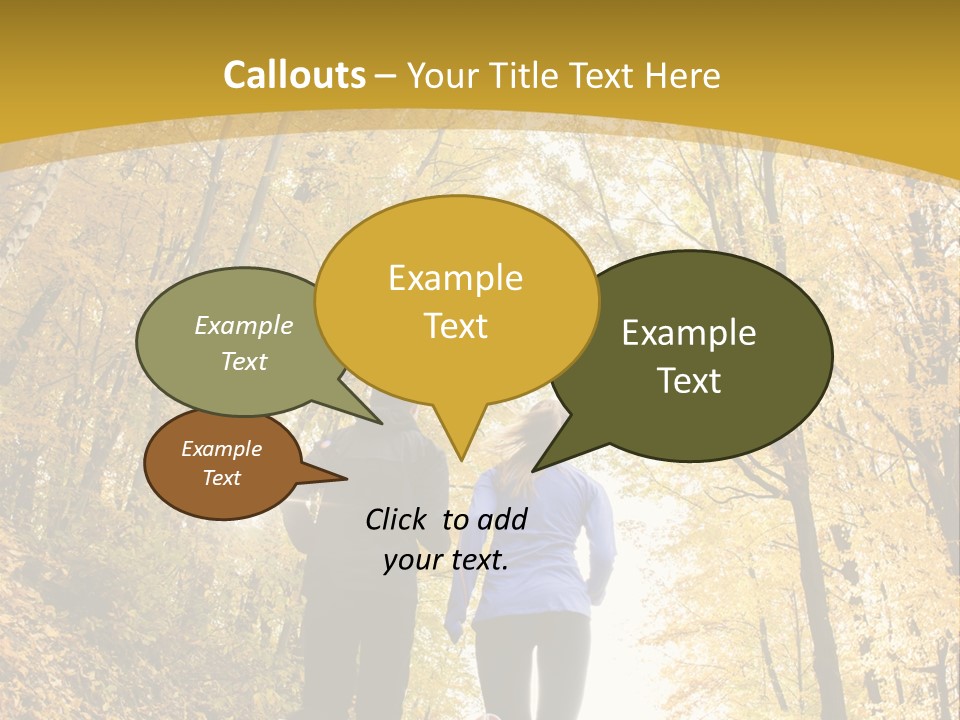 Two People Jogging Down A Path In The Woods PowerPoint Template