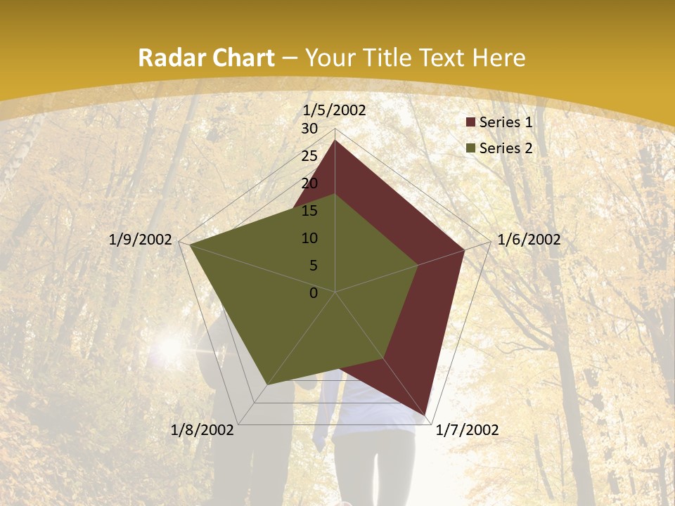 Two People Jogging Down A Path In The Woods PowerPoint Template