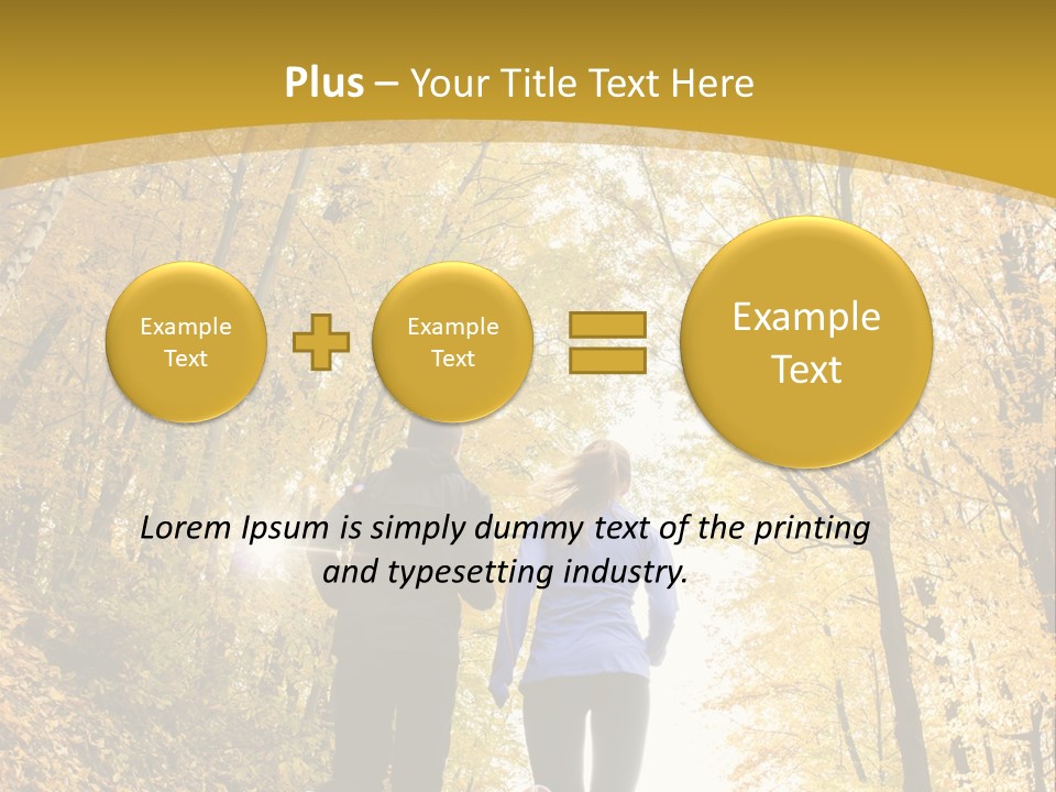 Two People Jogging Down A Path In The Woods PowerPoint Template