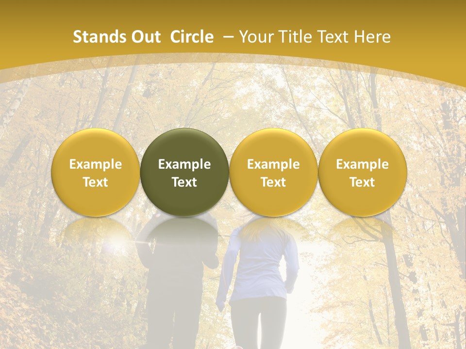 Two People Jogging Down A Path In The Woods PowerPoint Template