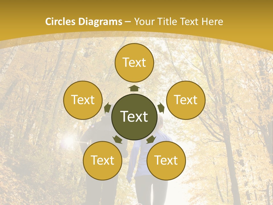 Two People Jogging Down A Path In The Woods PowerPoint Template