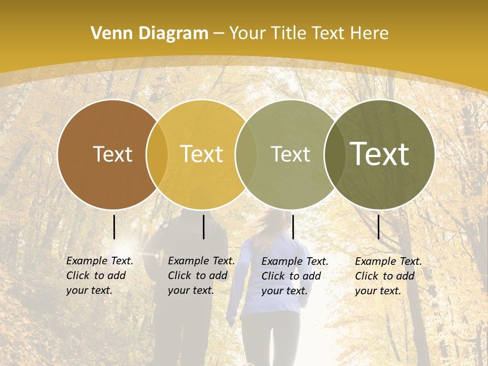 Two People Jogging Down A Path In The Woods PowerPoint Template
