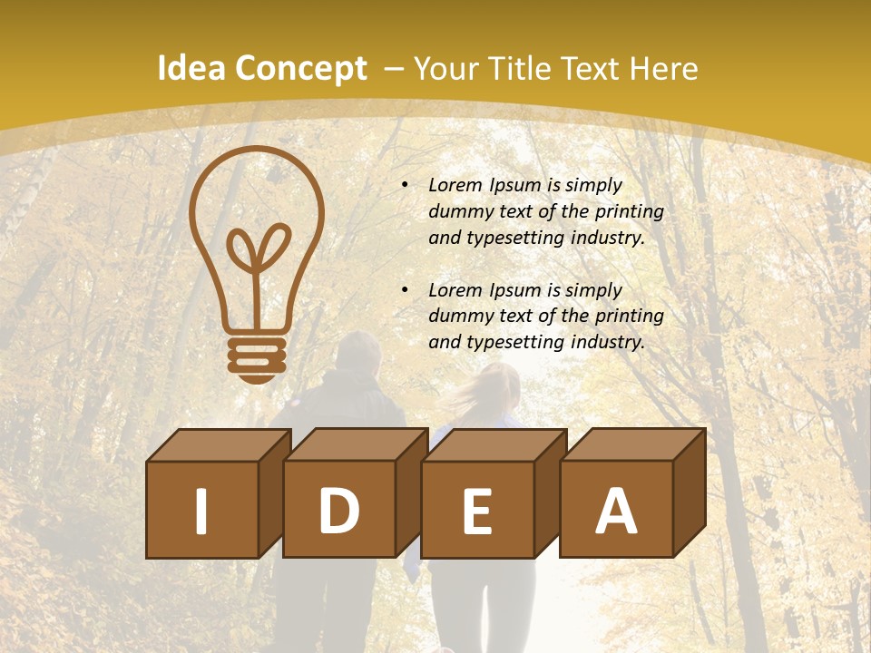 Two People Jogging Down A Path In The Woods PowerPoint Template