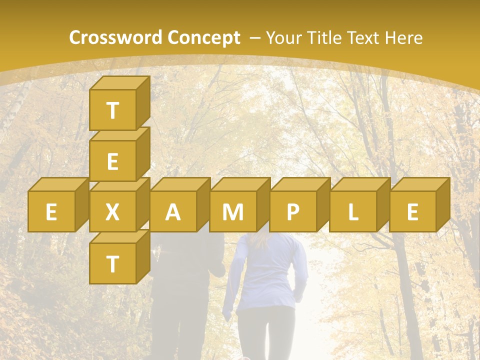 Two People Jogging Down A Path In The Woods PowerPoint Template