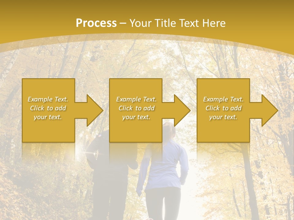 Two People Jogging Down A Path In The Woods PowerPoint Template