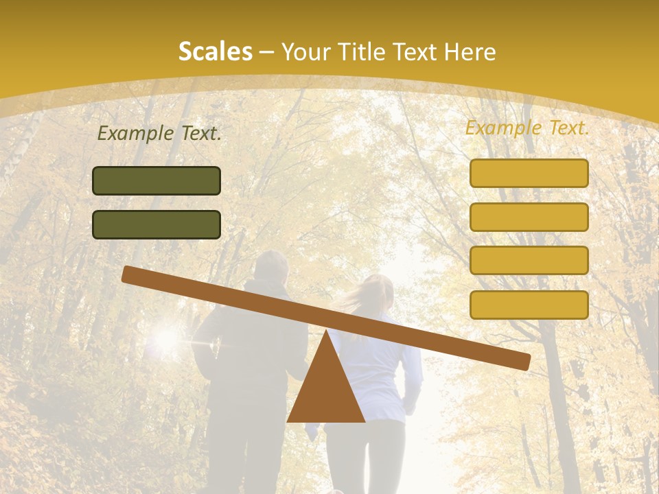 Two People Jogging Down A Path In The Woods PowerPoint Template