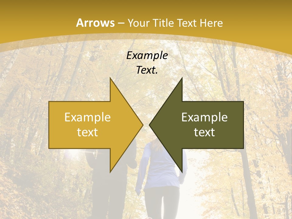 Two People Jogging Down A Path In The Woods PowerPoint Template