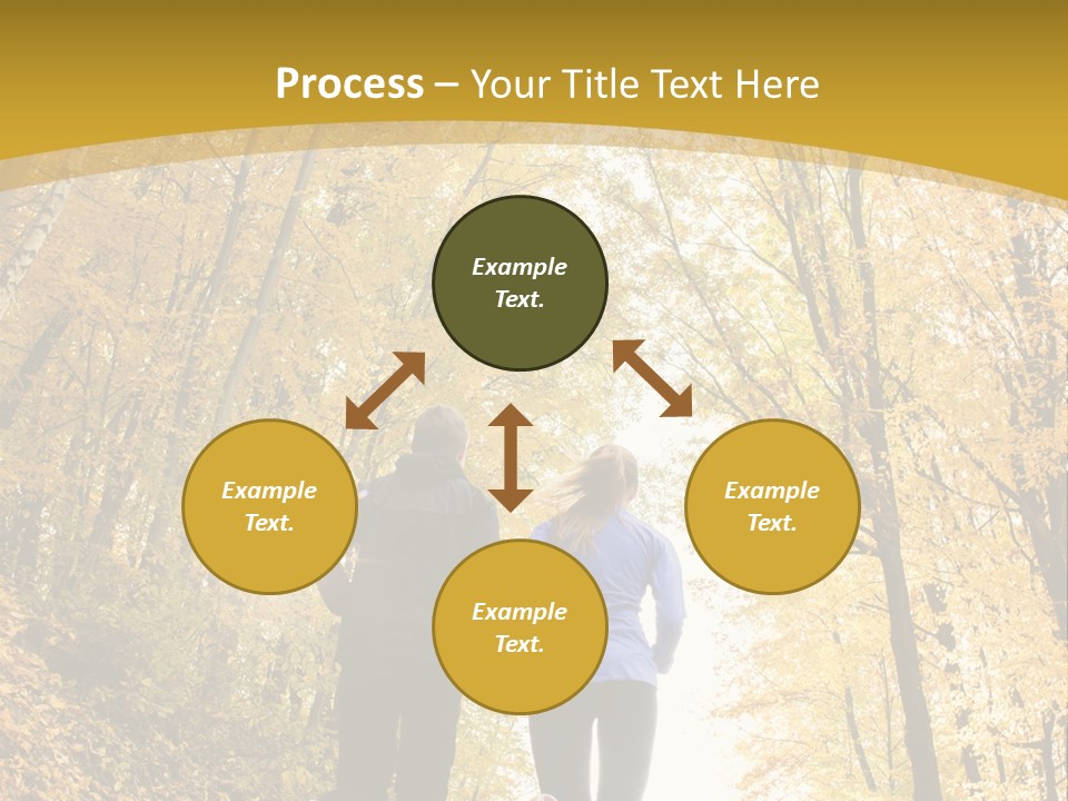 Two People Jogging Down A Path In The Woods PowerPoint Template