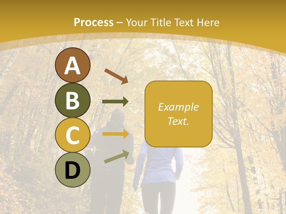 Two People Jogging Down A Path In The Woods PowerPoint Template