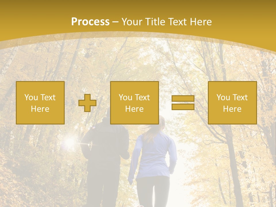 Two People Jogging Down A Path In The Woods PowerPoint Template
