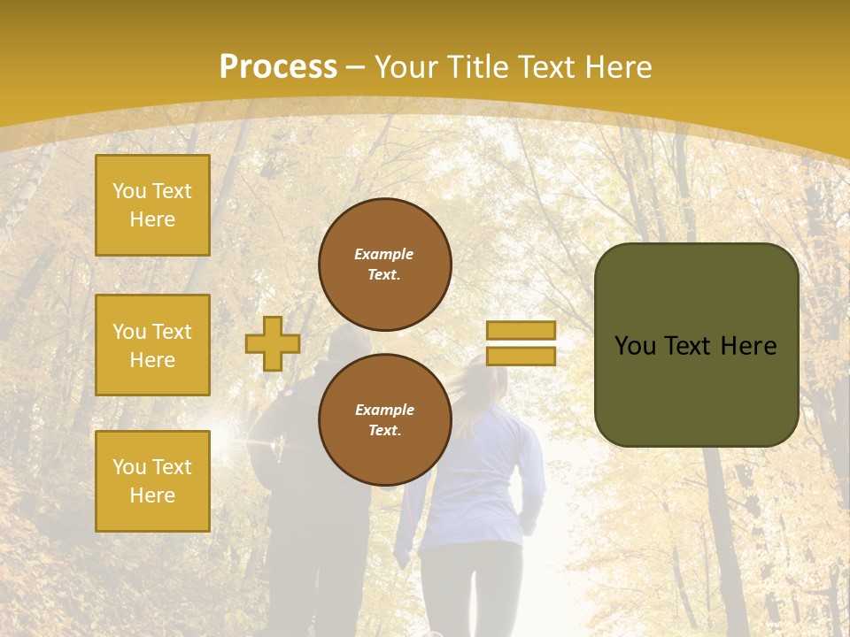 Two People Jogging Down A Path In The Woods PowerPoint Template