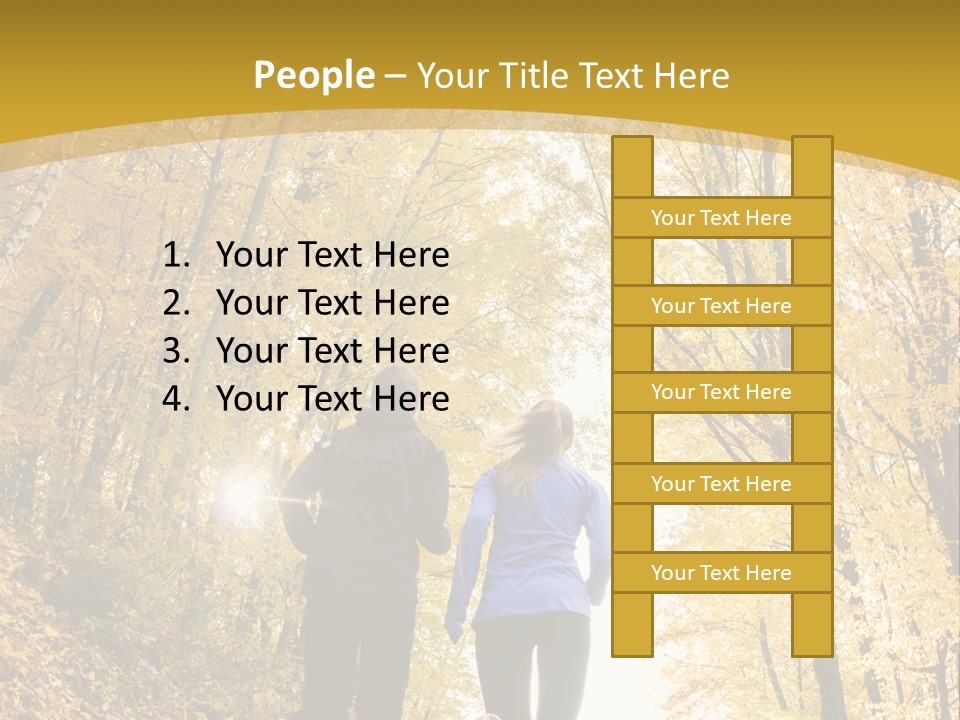 Two People Jogging Down A Path In The Woods PowerPoint Template