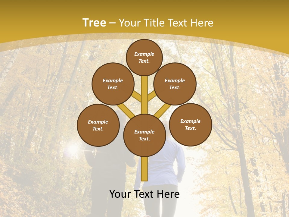 Two People Jogging Down A Path In The Woods PowerPoint Template