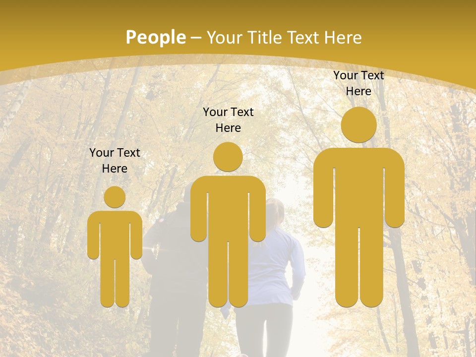 Two People Jogging Down A Path In The Woods PowerPoint Template