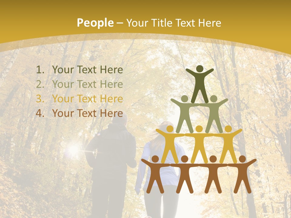 Two People Jogging Down A Path In The Woods PowerPoint Template