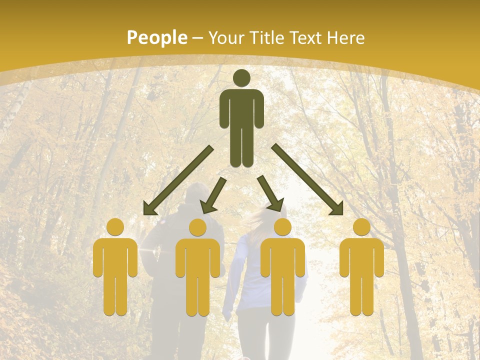 Two People Jogging Down A Path In The Woods PowerPoint Template