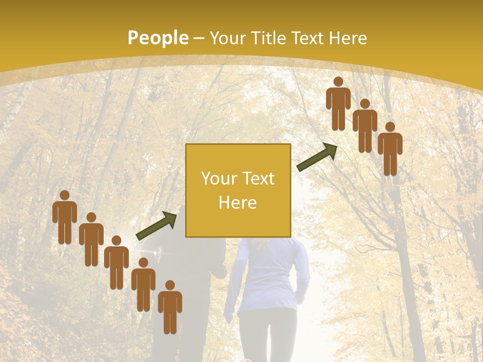 Two People Jogging Down A Path In The Woods PowerPoint Template