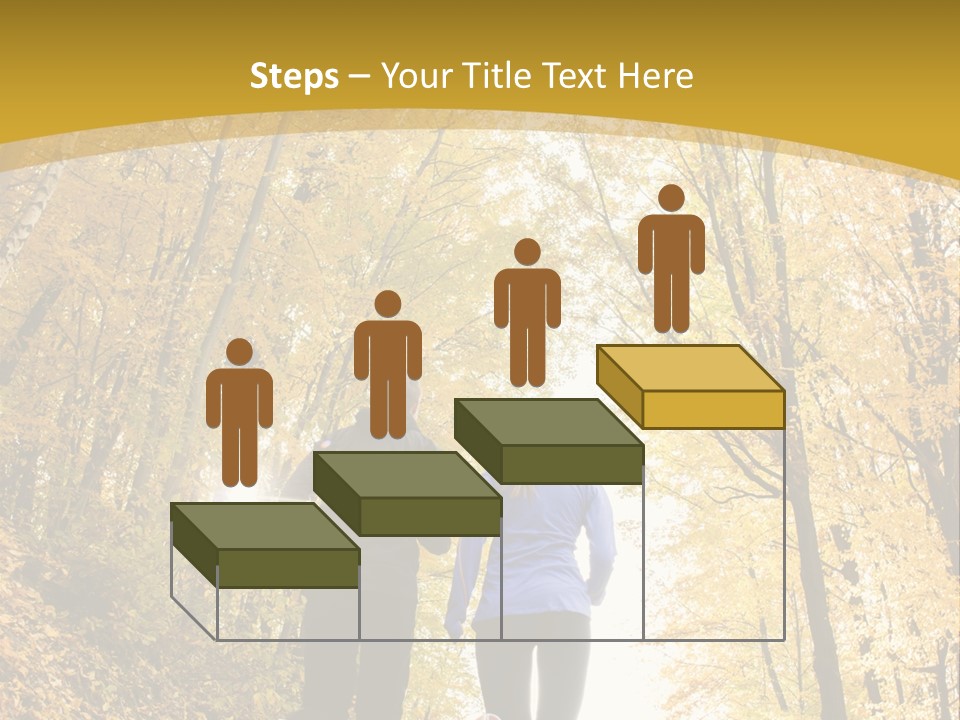 Two People Jogging Down A Path In The Woods PowerPoint Template