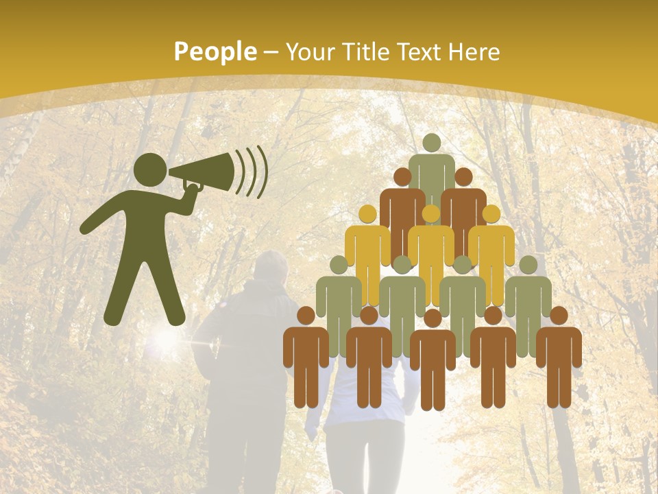 Two People Jogging Down A Path In The Woods PowerPoint Template