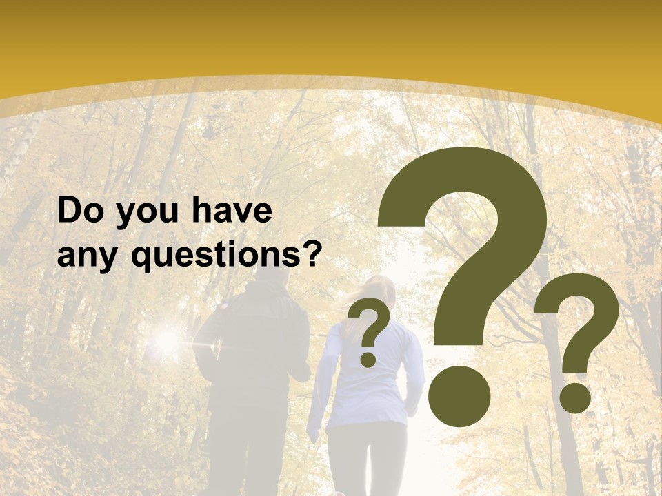 Two People Jogging Down A Path In The Woods PowerPoint Template