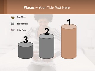 A Woman Standing On A Bed Holding Her Stomach PowerPoint Template