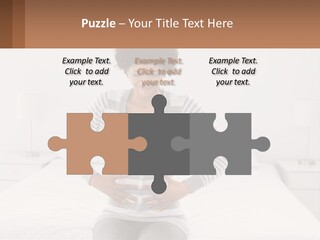 A Woman Standing On A Bed Holding Her Stomach PowerPoint Template