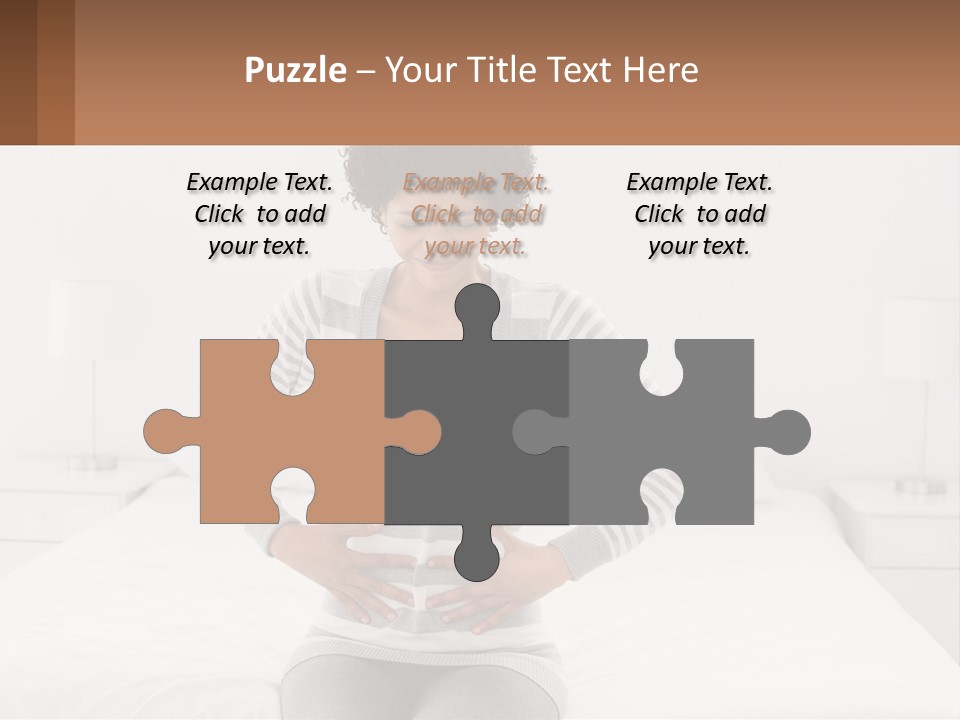 A Woman Standing On A Bed Holding Her Stomach PowerPoint Template