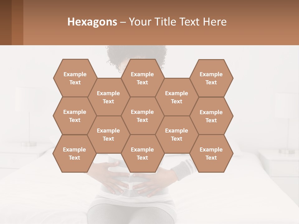 A Woman Standing On A Bed Holding Her Stomach PowerPoint Template