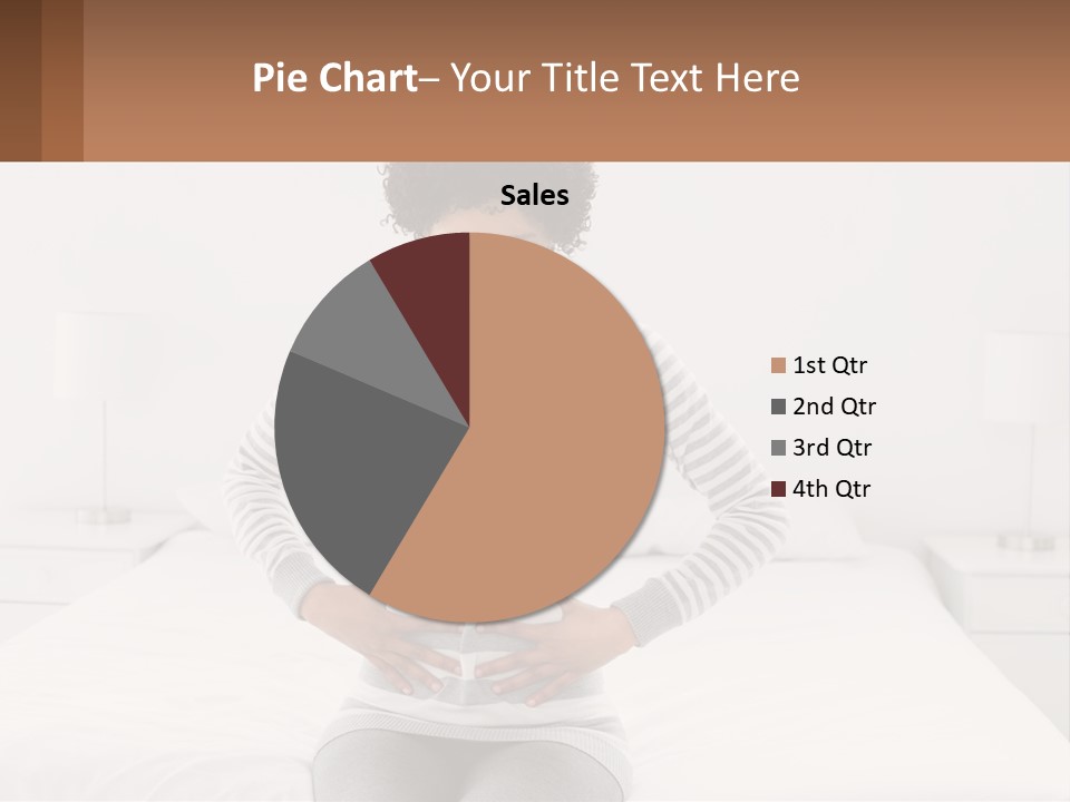 A Woman Standing On A Bed Holding Her Stomach PowerPoint Template