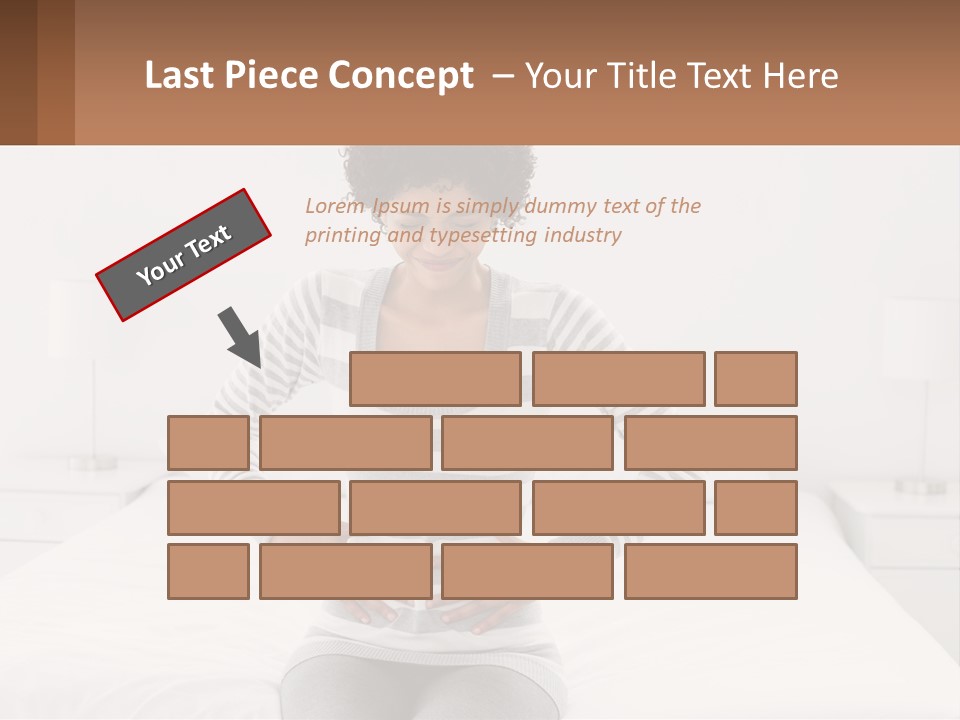 A Woman Standing On A Bed Holding Her Stomach PowerPoint Template