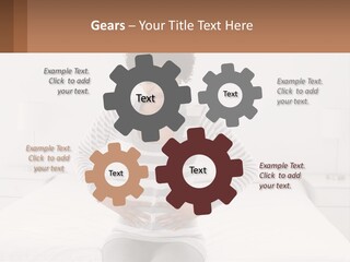 A Woman Standing On A Bed Holding Her Stomach PowerPoint Template