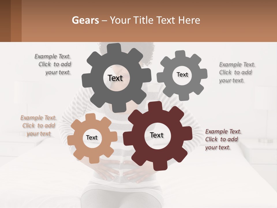 A Woman Standing On A Bed Holding Her Stomach PowerPoint Template