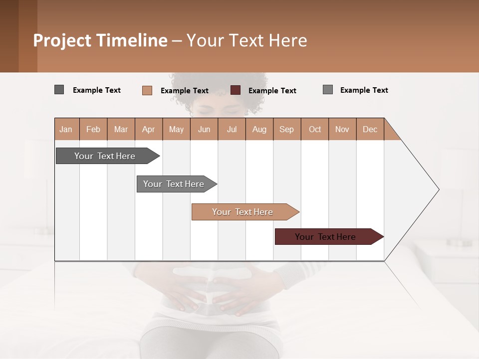 A Woman Standing On A Bed Holding Her Stomach PowerPoint Template