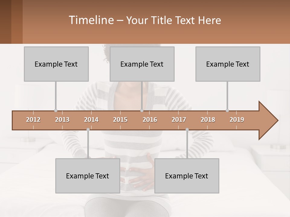A Woman Standing On A Bed Holding Her Stomach PowerPoint Template
