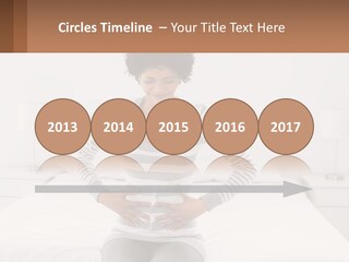 A Woman Standing On A Bed Holding Her Stomach PowerPoint Template