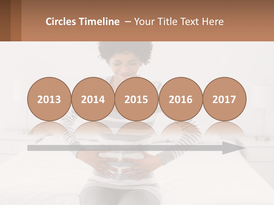 A Woman Standing On A Bed Holding Her Stomach PowerPoint Template