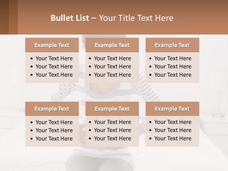 A Woman Standing On A Bed Holding Her Stomach PowerPoint Template