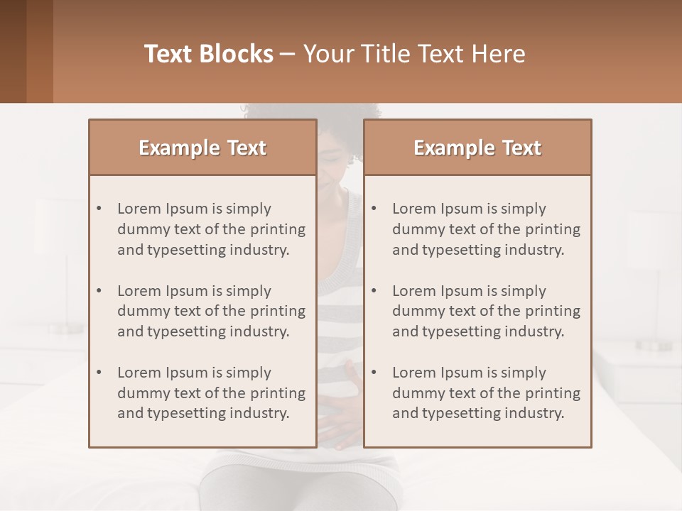 A Woman Standing On A Bed Holding Her Stomach PowerPoint Template