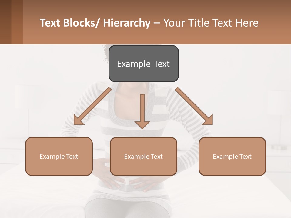 A Woman Standing On A Bed Holding Her Stomach PowerPoint Template