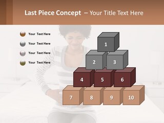 A Woman Standing On A Bed Holding Her Stomach PowerPoint Template