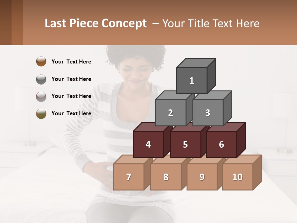 A Woman Standing On A Bed Holding Her Stomach PowerPoint Template