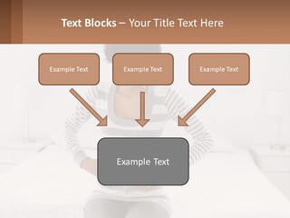 A Woman Standing On A Bed Holding Her Stomach PowerPoint Template