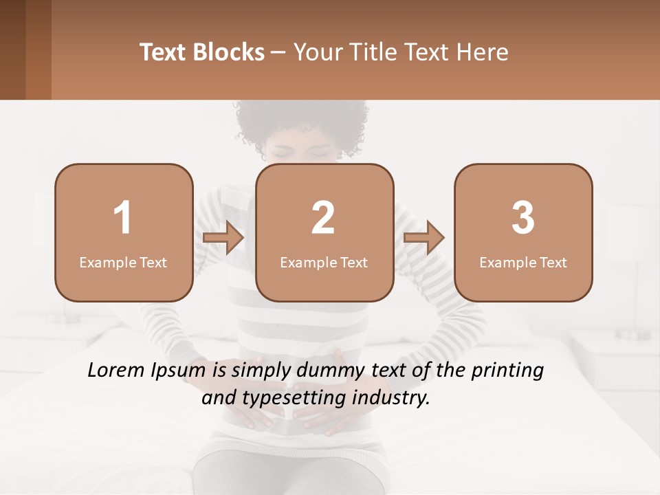 A Woman Standing On A Bed Holding Her Stomach PowerPoint Template